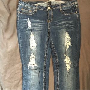 Ripped straight leg jeans